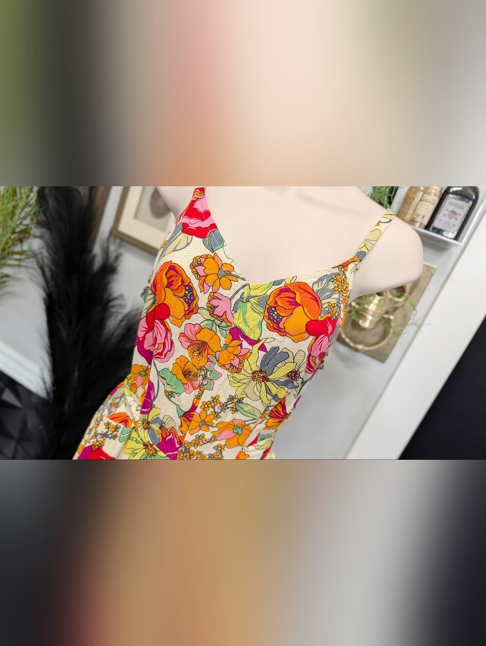 Ivy Street Retro Floral Wide Leg Jumpsuit Romper MD